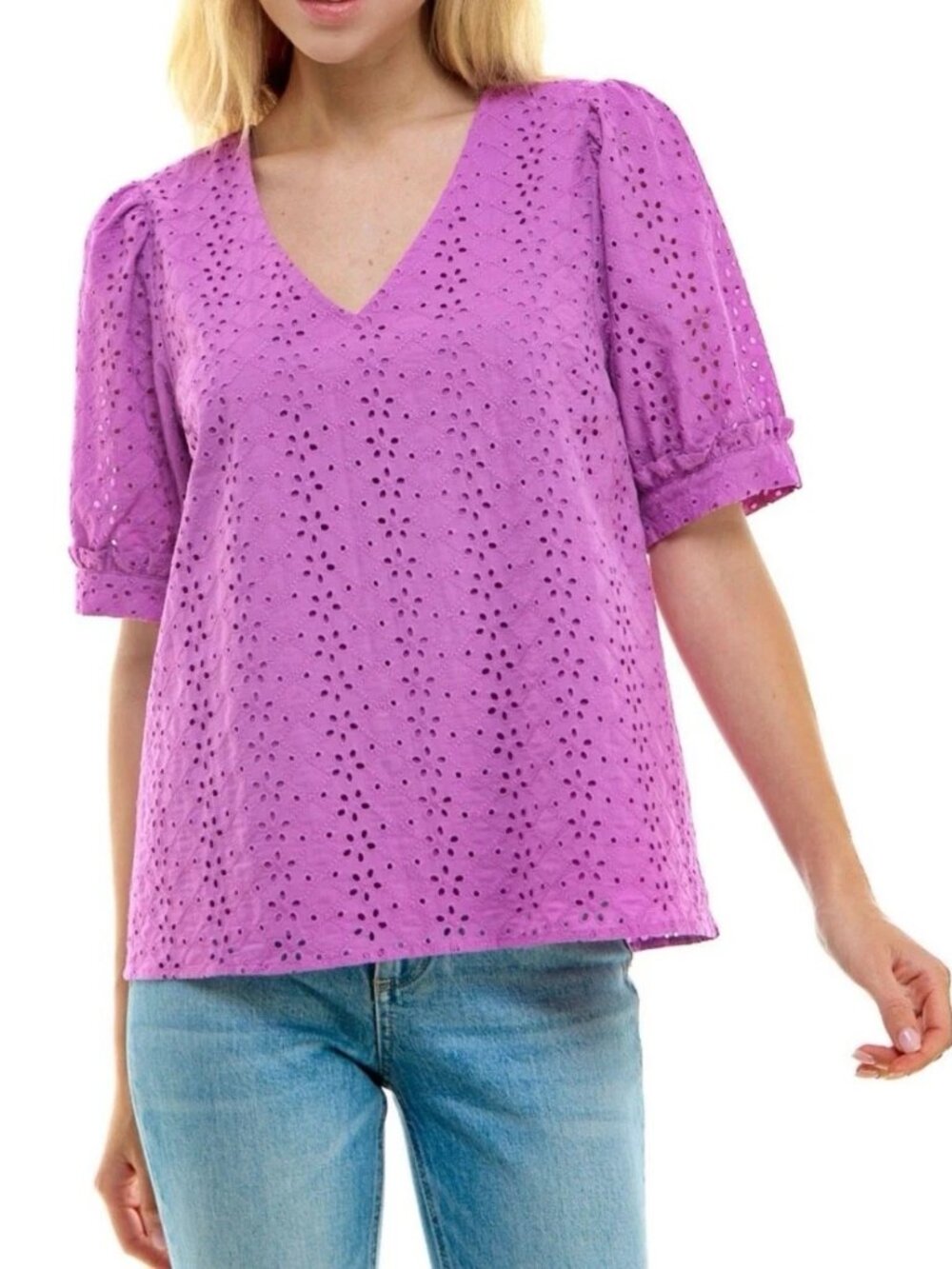 Draper James Eyelet puff sleeve blouse